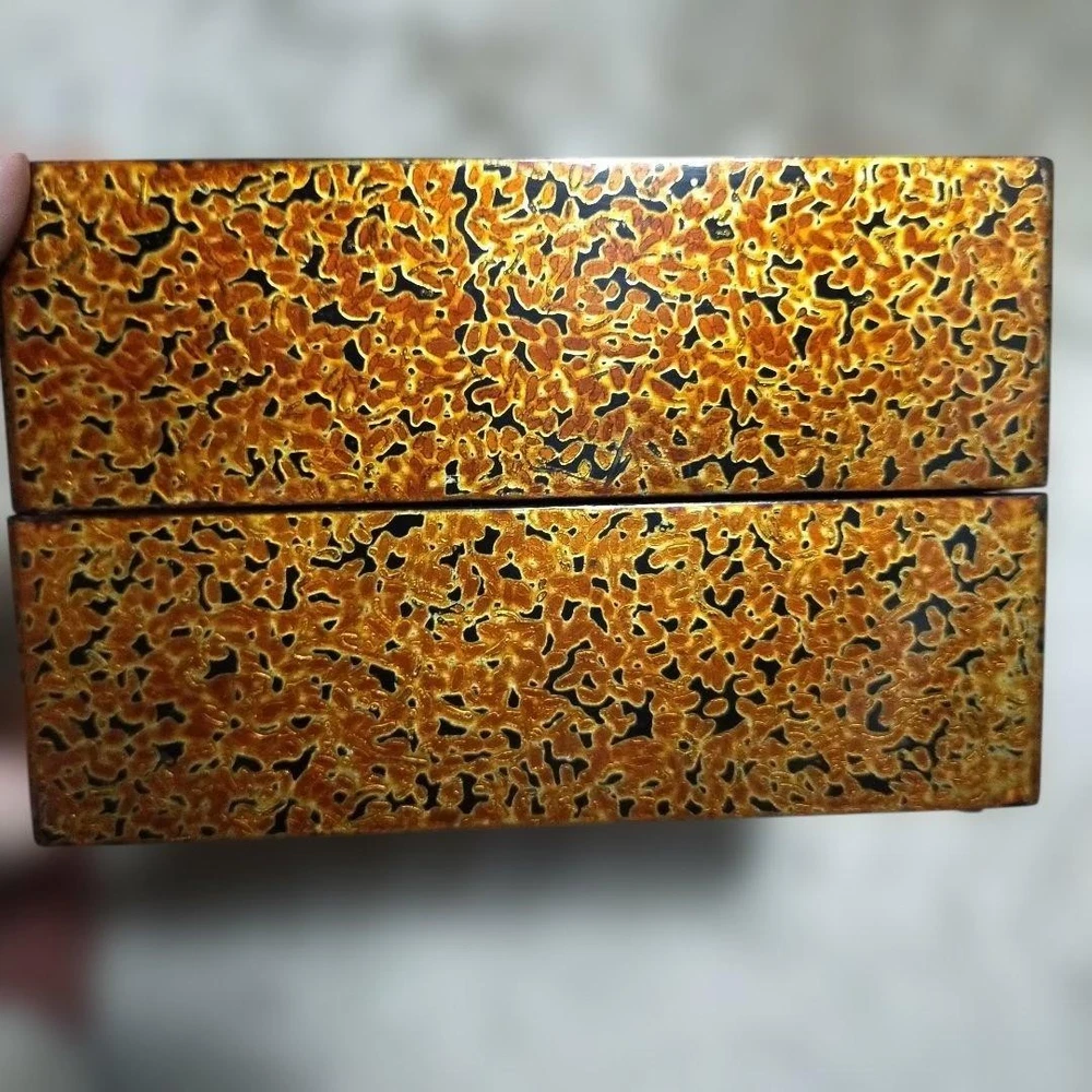 Jubako Bento Box Japanese Showa retro Tsugaru lacquer box gold and brown pattern Jubako Bento Box Japanese Showa retro Tsugaru lacquer box gold and brown pattern