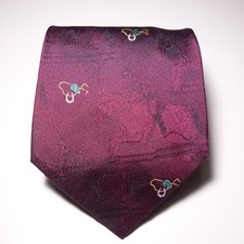 Vintage Ralph Lauren Equestrian Embroidered Silk Tie Hand Made In USA