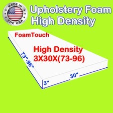 High Density FoamTouch Upholstery Foam size 3" x 30" x  73-96 " Custom Cut
