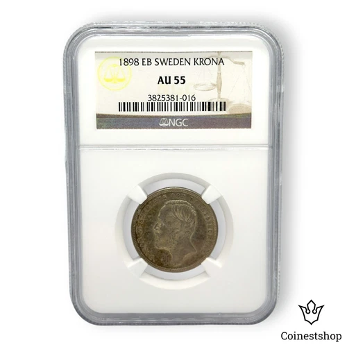 1898 Sweden NGC AU 55 Silver Krona King Oscar II