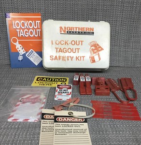 NORTHERN SAFETY CO. LOCK-OUT TAGOUT KIT used, missing pieces see description