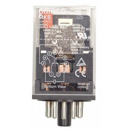 Omron Mks2pdc12 General Purpose Relay, 12V Dc Coil Volts, Octal, 8 Pin, Dpdt