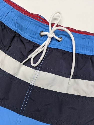 Nautica Men's XL Striped Swim Trunks Board Shorts Mesh Lined Drawstring Blue - Picture 4 of 8