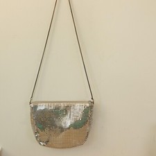 Vintage Metal Mesh Crossbody Bag Silver Shoulder Chainmail Disco Spring 1980s