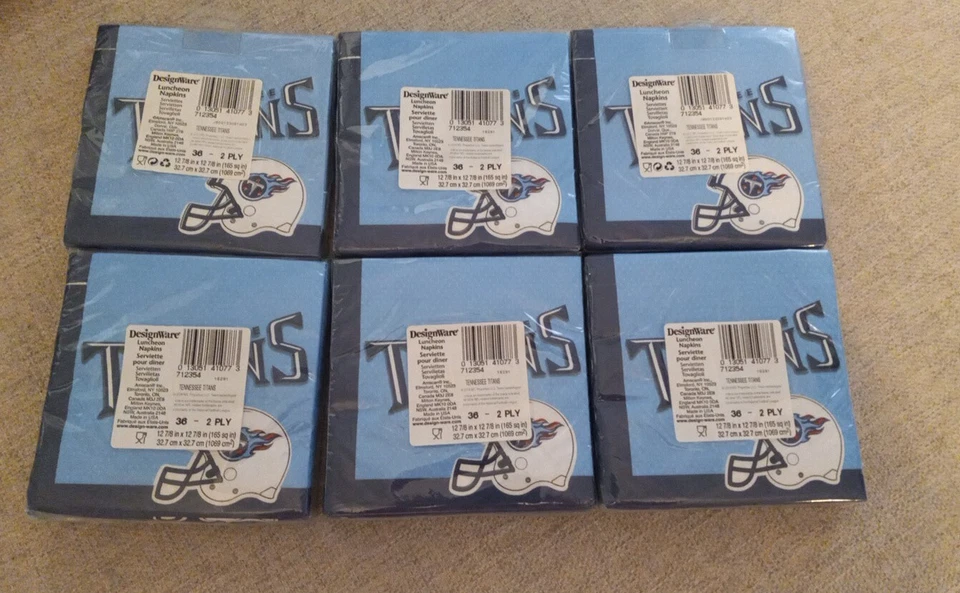 Tennessee Titans NFL servilletas de almuerzo nuevo en paquete 36 2 capas lote de 6 *25 Foto 2 de 2