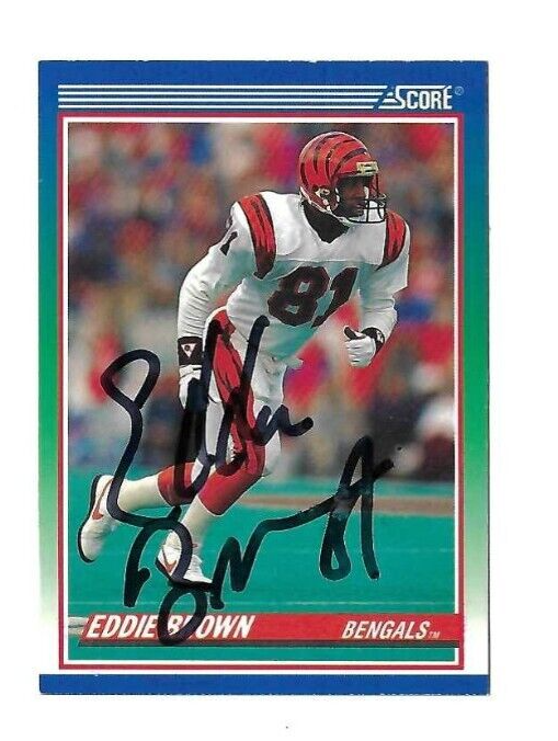 EDDIE BROWN Cincinnati Bengals, Miami Hurricanes 1990 Score SIGNED