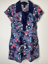 MARC BY MARC JACOBS Black Blue Pink Cotton Floral Print Short Sleeve Dress Size2