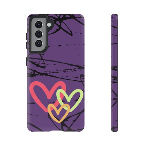 Hearts on Purple & Black Tough Handyhülle für iPhone, Samsung Galaxy, Goog Pixel - Bild 278 von 285
