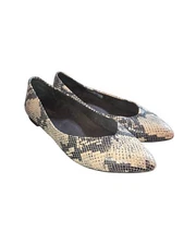 Vionic Caballo Natural Snake Embossed Leather Pointed Toe Ballet Flats Size 7