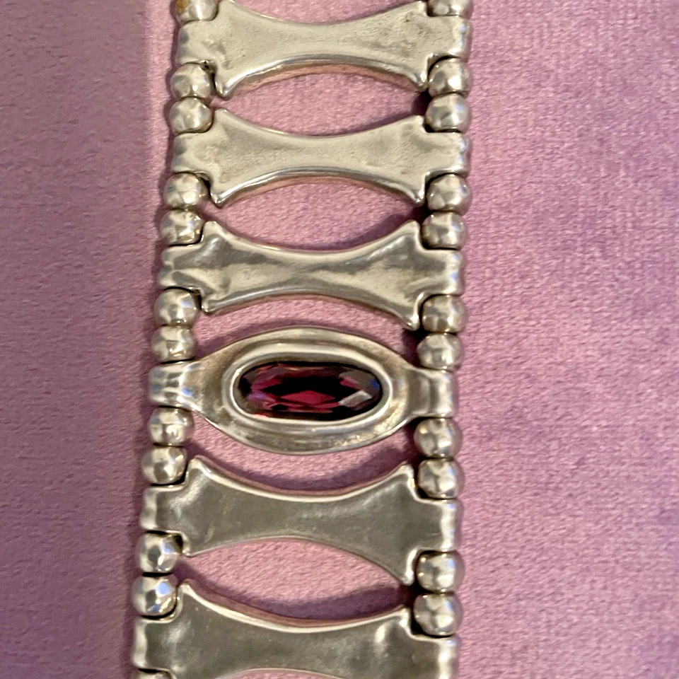 Uno de 50 Bracelet Silver Purple Swarovski Crystal Chunky Modernist Bracelet Foto 3 de 4