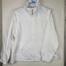 Izod Womens White Performance Hooded Stretch Full Zip Jacket Size Xl