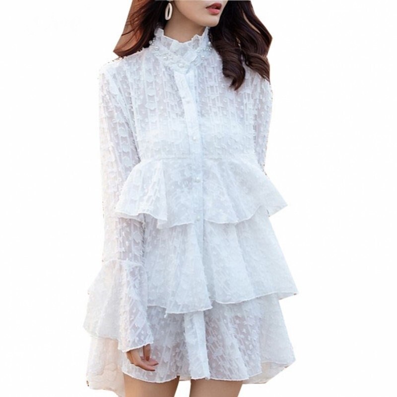 Spring Summer Romantic Feathers Women Dress Beading Single-breasted Flare  Sleeve | eBay