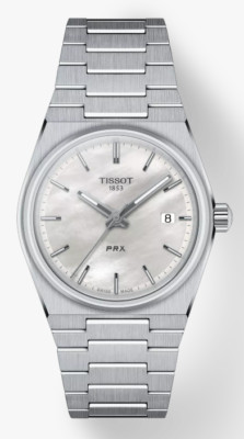 Tissot PRX White mother-of-pearl with Grey Strap Men's Watch T1372101111100