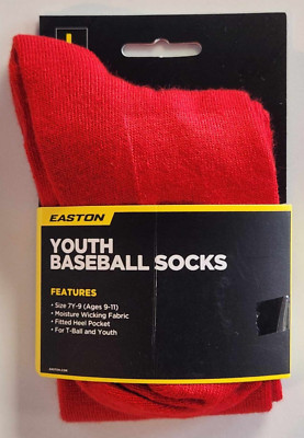 Easton Youth Baseball Socks Red Youth (Age 9-11) Fitted Heel Pocket