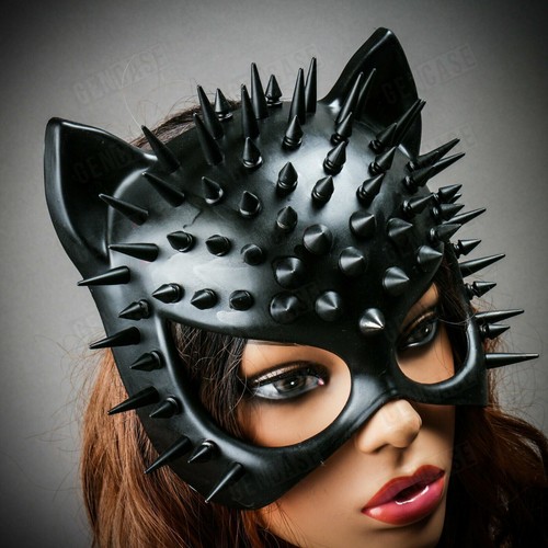 Women Black Spike CAT Face Party Eye Mask For Masquerade Ball Costume Party - Picture 9 of 9