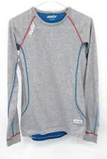 Swix Gray Base Layer Shirt Mens Sz L Racex Sports Running Outdoor Stretch