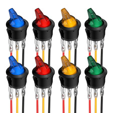 Lighted Rocker Toggle Switch UL Listed 12V 20A On/Off 3 Pin round LED Illuminate