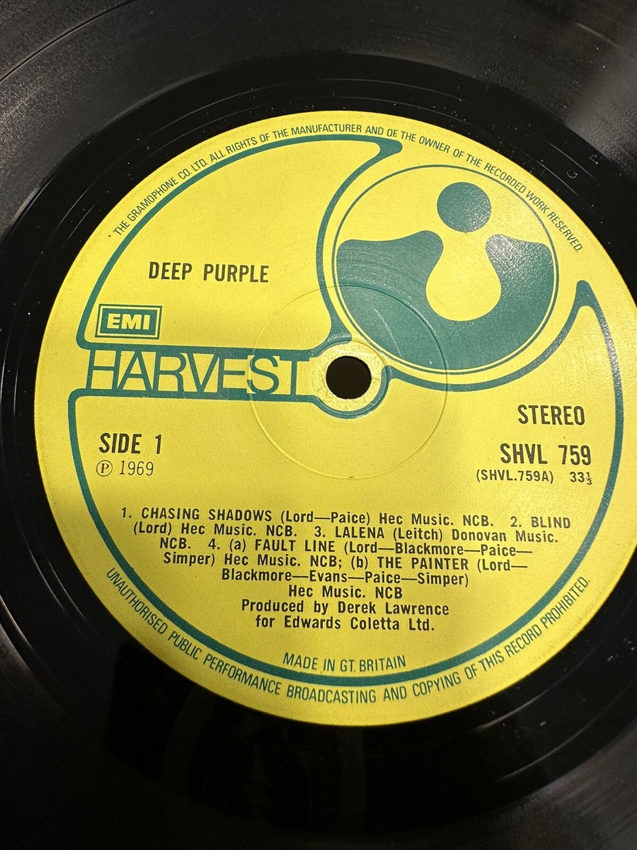 DEEP PURPLE SELF TITLED VINYL LP HARVEST UK 1969 | eBay