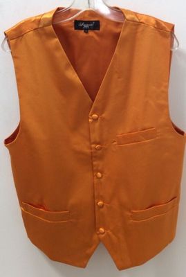 Successo uomo Orange, Solid Tuxedo Suit Dress Vest,Ascot tie,Hankie Set, 2X, new