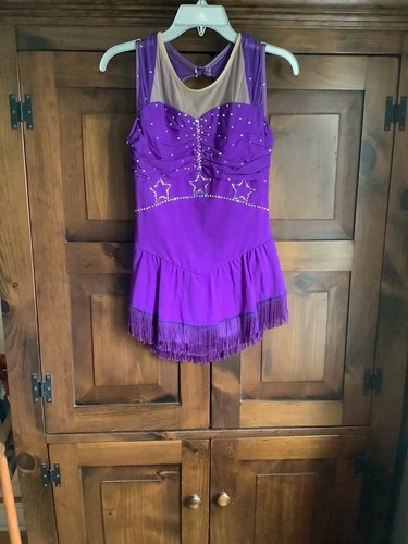 Del Arbour Women’s Sz M Purple Skating Competition Dress w/ Swarovski Crystals