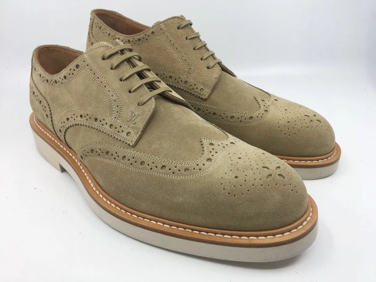 Louis Vuitton Men's Beige Suede Beaumarchais Derby Shoes size 8.5 US /  7.5 LV