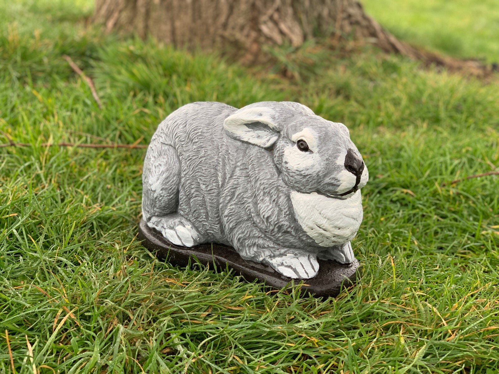 Stone rabbit statue Concrete pet figurine Outdoor bunny ornament Lover ...