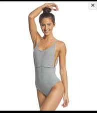 Rhythm Women's My Scoop One Piece Swimsuit SMALL S gray NEW NWT