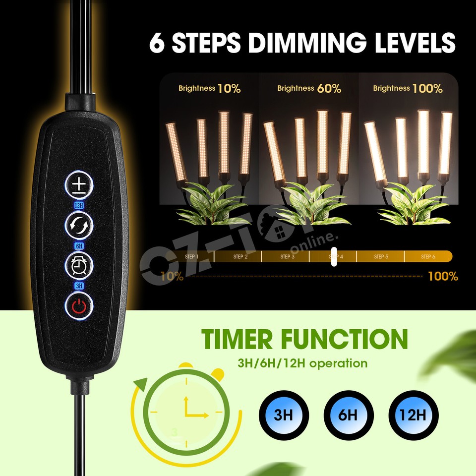 LED Grow Light Indoor Plants Growing Lamp 420LEDs 200W 4 Heads Auto