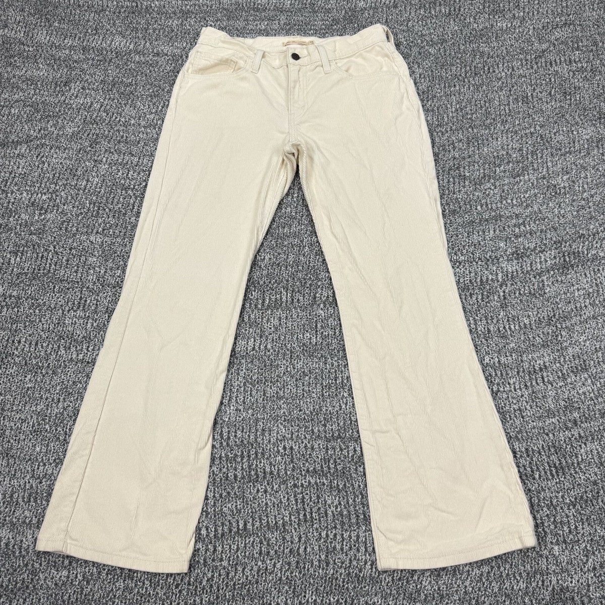Levis Premium Pants Womens 28 Ivory Corduroy Middy Ankle Bootcut Big E 28X29