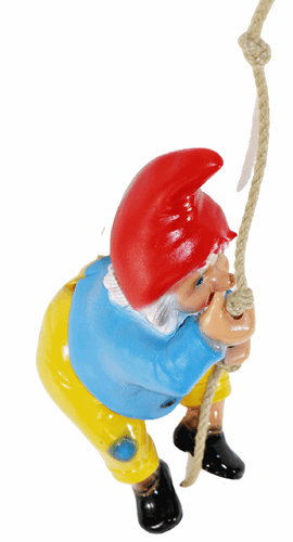 Gartenzwerg Deko Figur Zwerg am Seil hängend kletternd aus Kunststoff H 38 cm - Bild 5 von 6