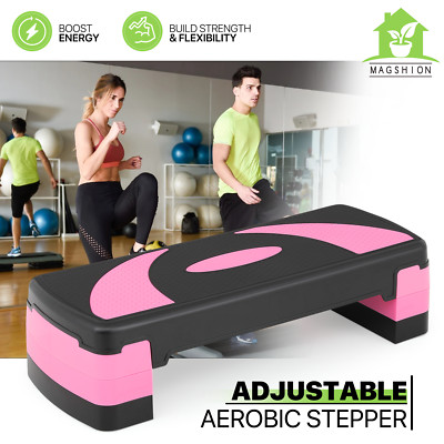 31''Exercise Aerobic Step Platform Gym Adjustable Fitness Stepper w/3 Risers Pink