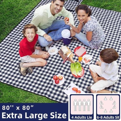 Outdoor Picnic Blanket Waterproof Sandproof Large 80x80 Folding Travel Beach - Picture 4 of 8