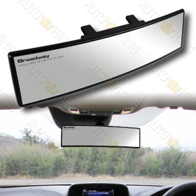 UNIVERSAL CONVEX 300MM WIDE BROADWAY INTERIOR CLIP ON SLIM THIN REAR VIEW MIRROR