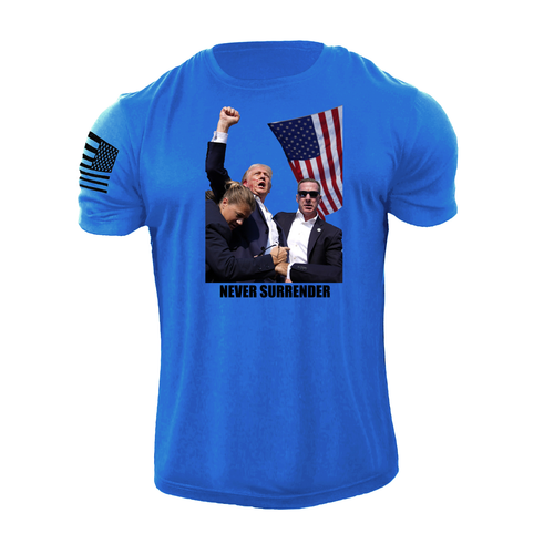 Men's Trump Never Surrender 2024 USA T Shirt American Flag 100% Cotton Tee - Picture 3 of 8