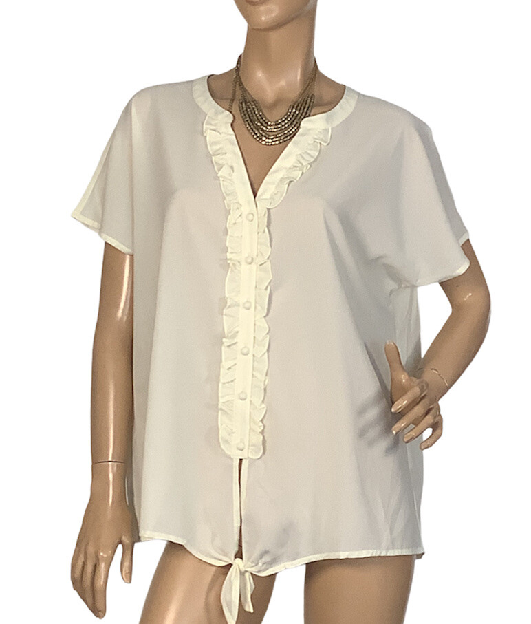 🌻*VIRTU SIZE 20 RUFFLE CHIFFON CREPE BLOUSE LIKE NEW