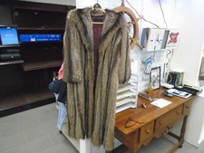 Women's Full Length Racoon Fur Coat, Size S, Inscribed "diane", Coopchik