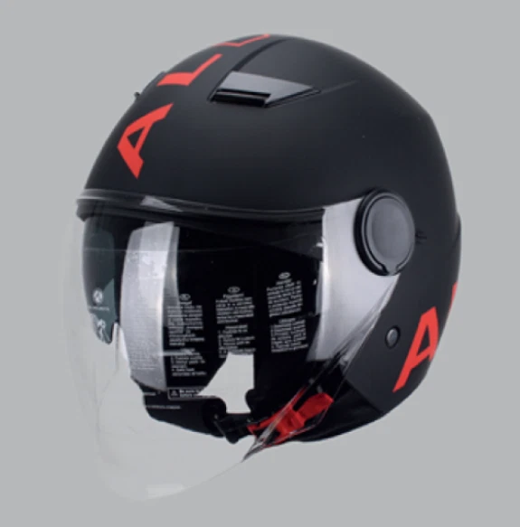 AL HELMETS CASCO NERO CON DOPPIA VISIERA PER MOTO SCOOTER