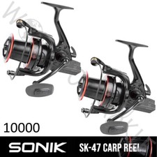 2 x SONIK SK47 10000 Reel Carbon Big Pit Carp Fishing Long Aluminium Spool