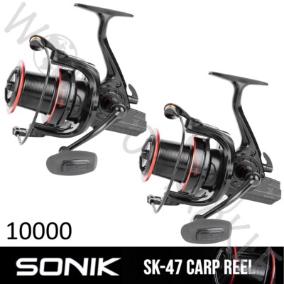SONIK Big Pit Karpfenangeln SK47 10000 Rolle x2 Carbon Karpfen Lang Aluminium Spule