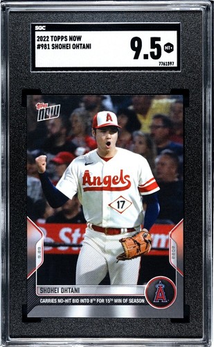 2022 Topps Now #981 Shohei Ohtani  SGC 9.5 MINT+ No Hit Bid Into 8th 15th Win