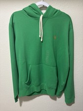 Polo Ralph Lauren Men's Fleece Hoodie Sweatshirt Green Size L Orange Pony NWT