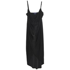 Rachel Roy Wrap Dress Y2K Minimalist Hoco Cocktail Midi High Low Black Large