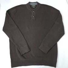 Eddie Bauer 1/4 Button Henley Chunky Knit Sweater Vintage Men  s LT Large Tall