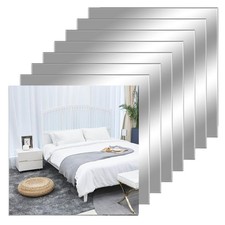 12" X 12" Acrylic Flexible Mirror Sheets, 8 Pack Self Adhesive Mirror Tiles Squa