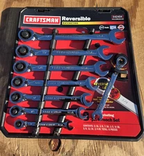 SEARS Craftsman USA 8pc 12pt SAE Reversible Ratcheting Wrench Set GK-F 42404 EUC