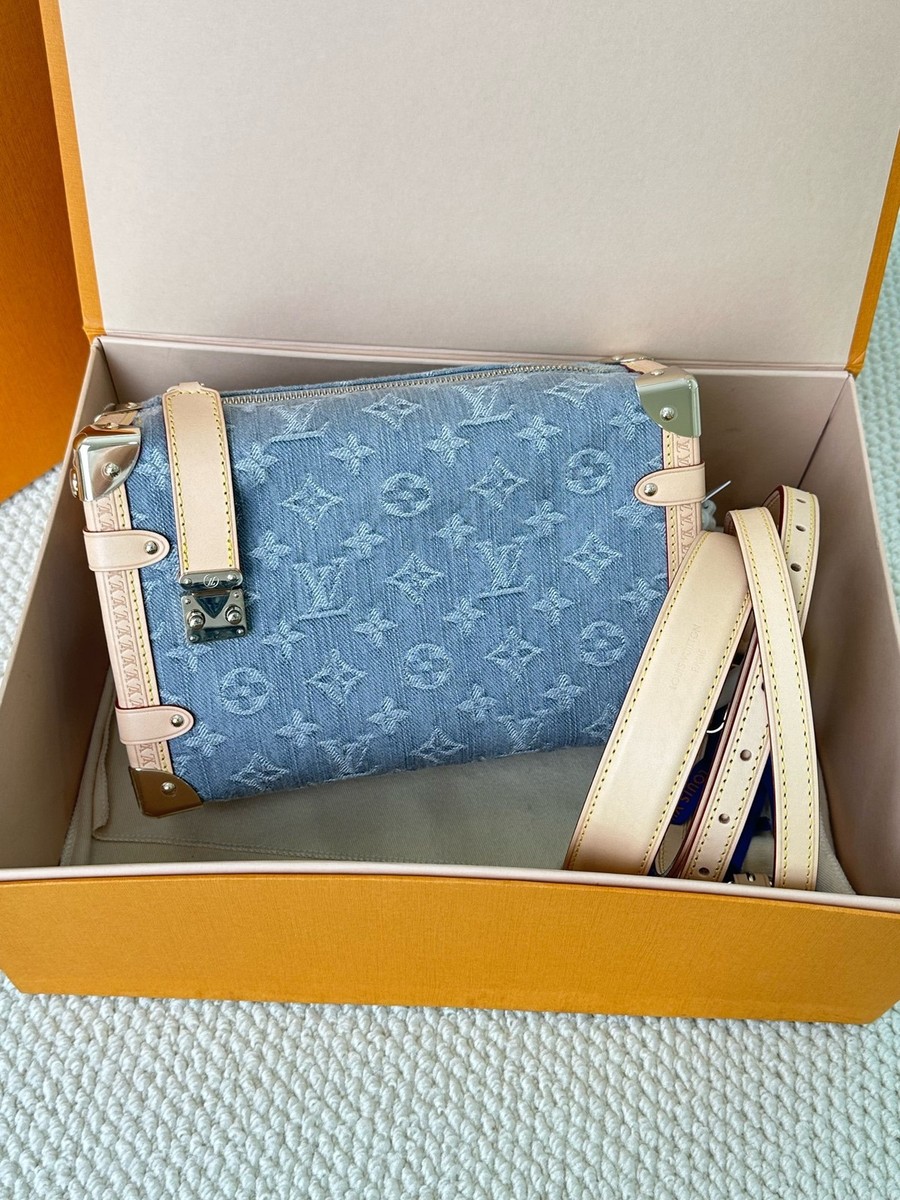 LOUIS VUITTON トランプ オリジナルボックス入り　ブルー Louis Vuitton Light Blue Denim Medium Side Trunk Bag For Women | eBay