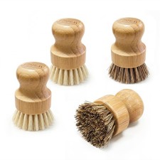 Bamboo Dish Brush Set 4 Pack Plastic-Free Kit...