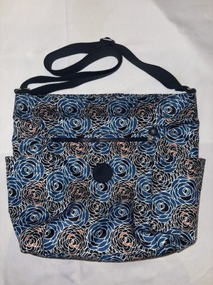 Kipling Melvin Piercing Posies Floral Crossbody Bag Blue And Black