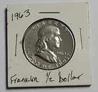 1963 Franklin Half Dollar 90% Silver Uncirculated Brilliant Luster High Grade