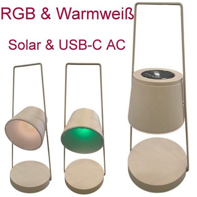Garten Solar-Leuchte Spotlight schwenkbar RGB & warmweiß USB-C Ladeoption Lumida
